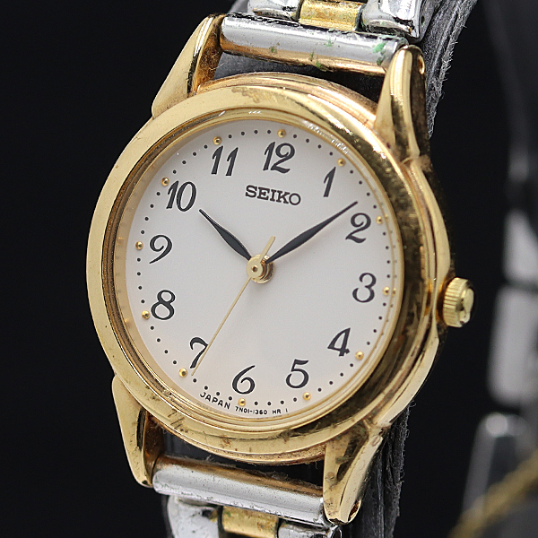 稼働 セイコー QZ ホワイト文字盤 7N01-6880 レディース腕時計 2000000 NSK KMR拍卖