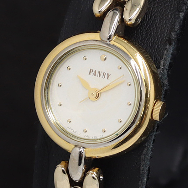 稼働 リコー QZ PANSY 255015 アイボリー文字盤 ラウンド レディース腕時計 2000000 NSK OMI拍卖
