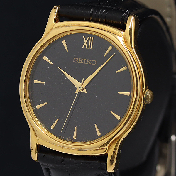 稼働 セイコー QZ ブラック文字盤 V701-A100 メンズ腕時計 2000000 NSK KMR拍卖
