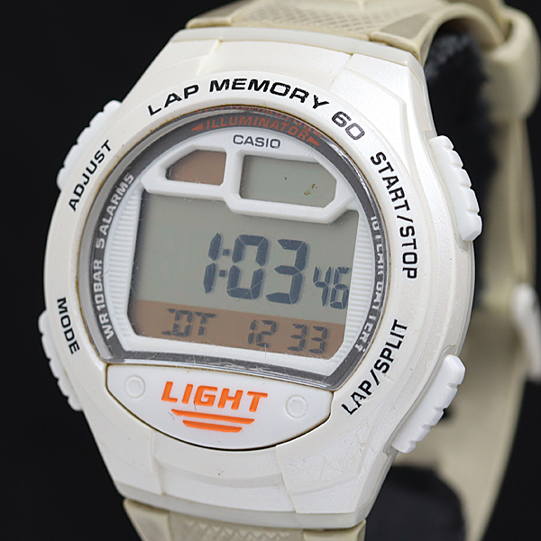 カシオ W-734 QZ デジタル文字盤 白 ラップメモリー60 メンズ腕時計 2000000 NSK KMR拍卖