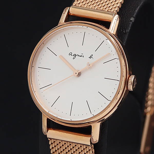 稼働 良品 箱付 アニエスベー QZ VJ21-KWP0 ホワイト文字盤 レディース腕時計 YUM 2000000 NSK拍卖