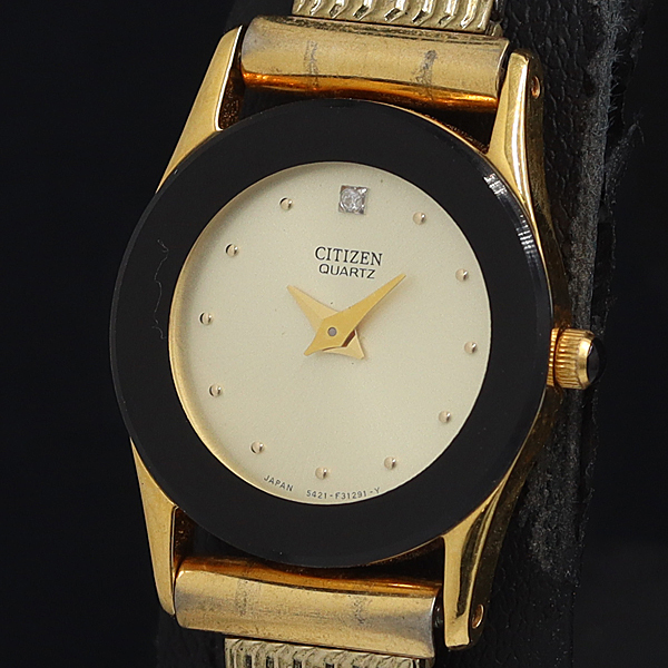 稼動 良品 シチズン QZ ゴールド文字盤 石付 5421-F44611 レディース腕時計 OGH 2000000 NSK拍卖