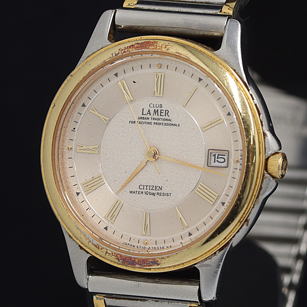 シチズン クラブラメール 5710-F70299 QZ ゴールド文字盤 デイト メンズ腕時計 OGH 2000000 NSK拍卖