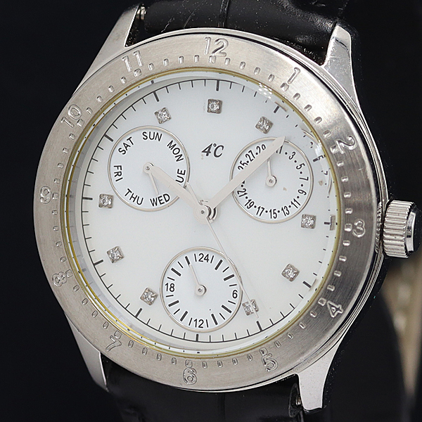 稼動 良品 4℃ QZ シェル文字盤 デイデイト 石付 レディース腕時計 OGH 2000000 NSK拍卖