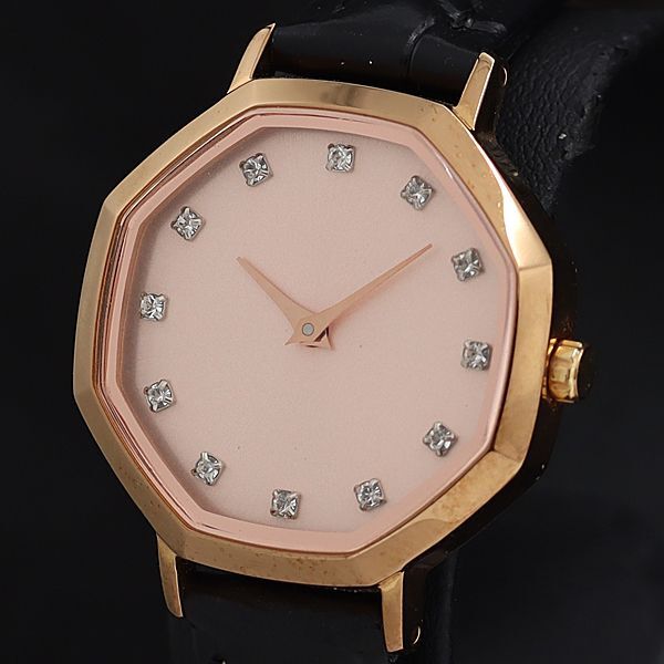 稼働 良品 メナード AA-017226 QZ ピンク文字盤 石付 12P レディース腕時計 OSW 2000000 NSK拍卖