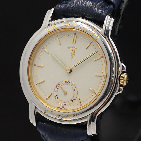 トラサルディ QZ アイボリー文字盤 スモセコ メンズ腕時計 KMR 2000000 NSK拍卖