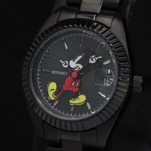 稼働 ディズニー ミッキーマウス デイト ラウンド QZ ブラック文字盤 レディース腕時計 TKD 2000000 NSK拍卖