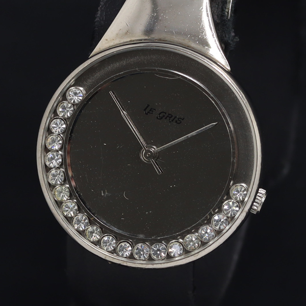 稼動 QZ 良品 IE GRIS 石付 バングルウォッチ ミラー文字盤 レディース腕時計 KRK 2000000 NSK拍卖