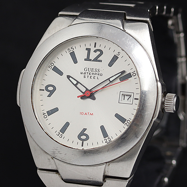 ゲス GUESS 170456G1 QZ シルバー文字盤 デイト メンズ腕時計 OSW 2000000 NSK拍卖