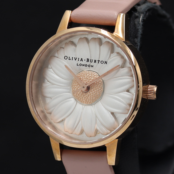 稼働 オリバーバートン フラワー ラウンド QZ シルバー文字盤 レディース腕時計 TKD 2000000 NSK拍卖
