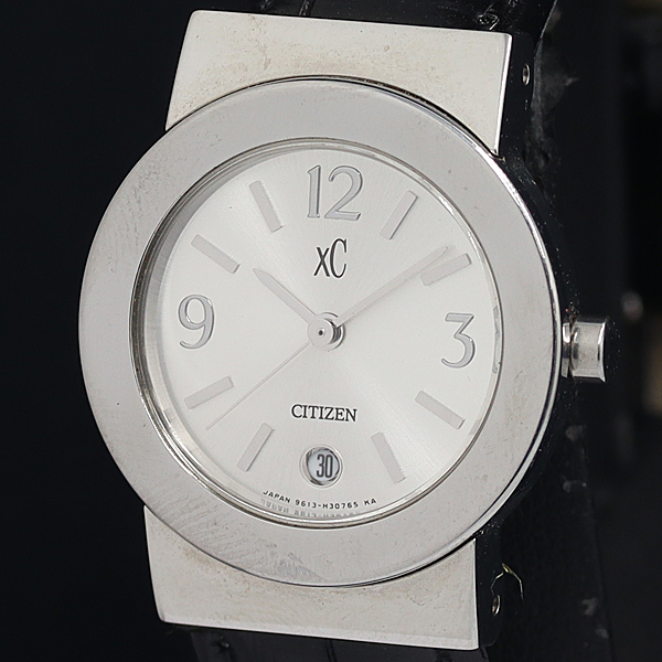稼動 良品 シチズン クロスシー QZ シルバー文字盤 デイト 9613-H18237 レディース腕時計 OGH 2000000 NSK拍卖