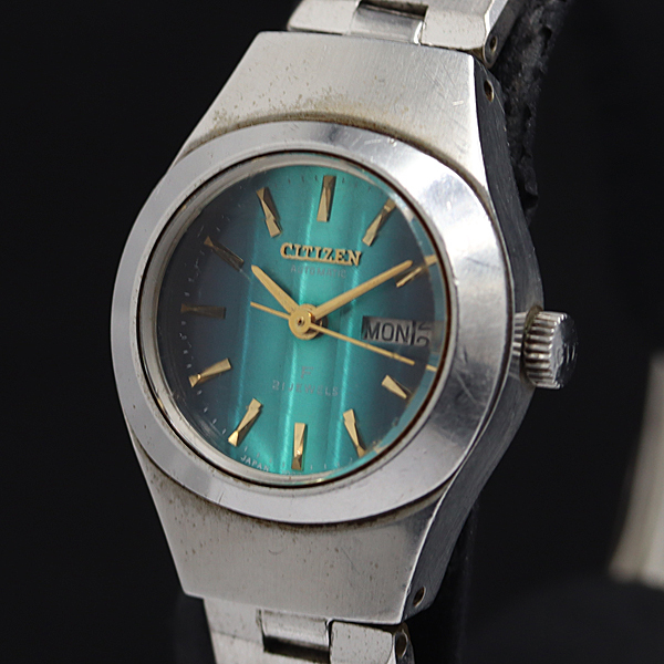 稼働 シチズン AT/自動巻 グリーン文字盤 4-700074 レディース腕時計 2000000 NSK KMR拍卖