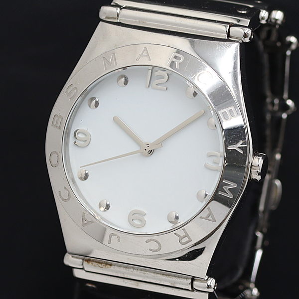 稼動 QZ 良品 箱付 マークバイマークジェイコブス MBM3030 白文字盤 ラウンド レディース腕時計 KRK 2000000 NSK拍卖