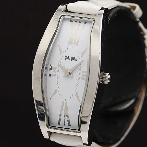 1円 箱付 稼働 フォリフォリ QZ ホワイト文字盤 トノー型 ボーイズ/メンズ腕時計 KMR 0132000 9BJT拍卖