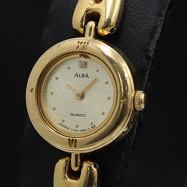 稼働 セイコー アルバ QZ ゴールド文字盤 Y150-0A80 レディース腕時計 2000000 NSK KMR拍卖