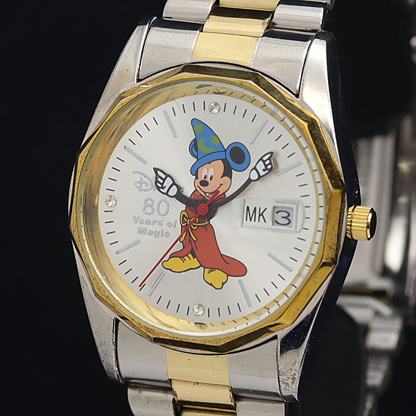 箱付 ミッキーマウス シルバー文字盤 QZ デイト ディズニー メンズ腕時計 OGH 2000000 NSK拍卖