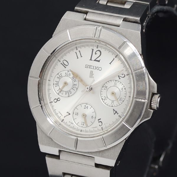 稼動 QZ 良品 セイコー ルキア 5Y89-0B20 シルバー文字盤 デイデイト レディース腕時計 KRK 2000000 NSK拍卖