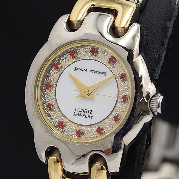 稼働 良品 JEAN CHRIS QZ ホワイト文字盤 石付 レディース腕時計 2000000 NSK KMR拍卖