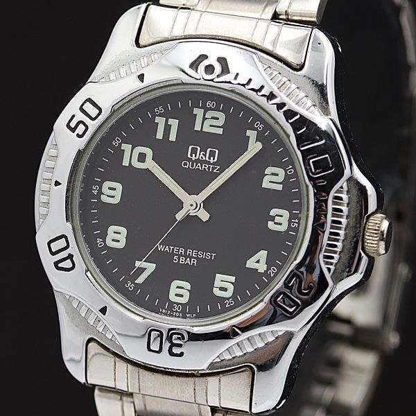 稼働 シチズン Q&Q ブラック文字盤 QZ ヴィンテージ メンズ腕時計 KMR 2000000 NSK拍卖