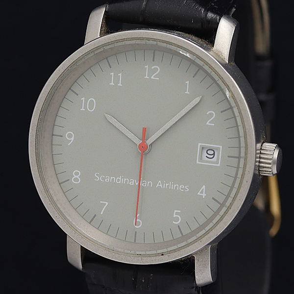 稼動 良品 Scandinavian Airlines QZ デイト グレー文字盤 メンズ腕時計 OGH 2000000 NSK拍卖