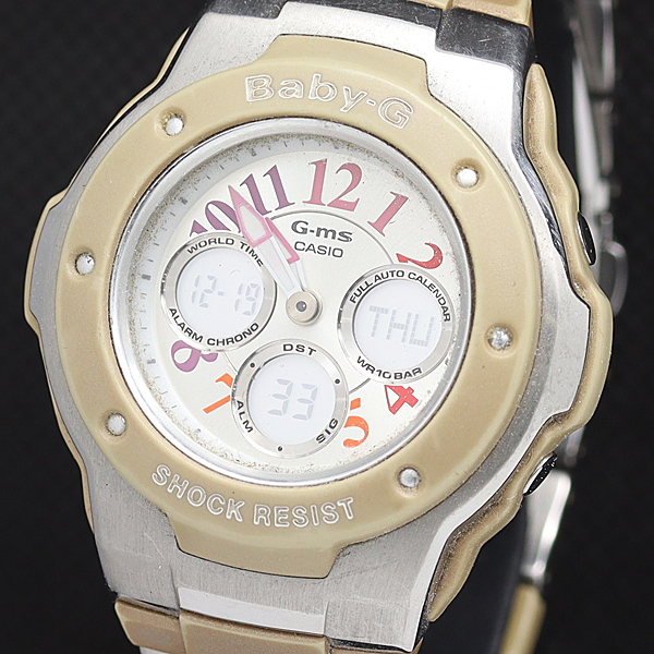 稼動 良品 カシオ ジーミズ ベイビーG MSG-302C QZ デジアナ シルバー文字盤 レディース腕時計 AOY 2000000 NSK拍卖