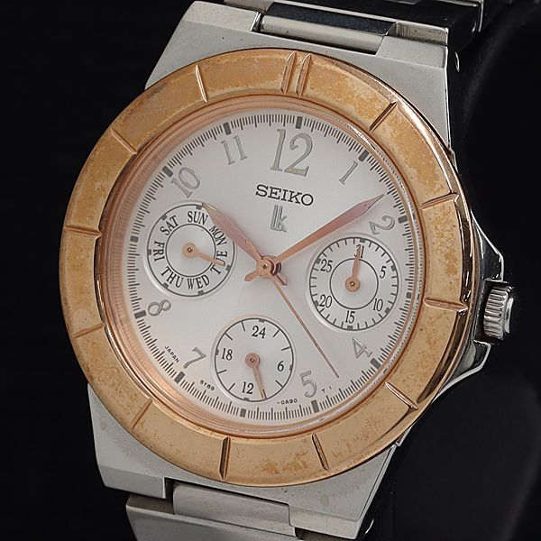 稼動 良品 セイコー ルキア 5Y89-0830 QZ シルバー文字盤 デイデイト レディース腕時計 KRH 2000000 NSK拍卖
