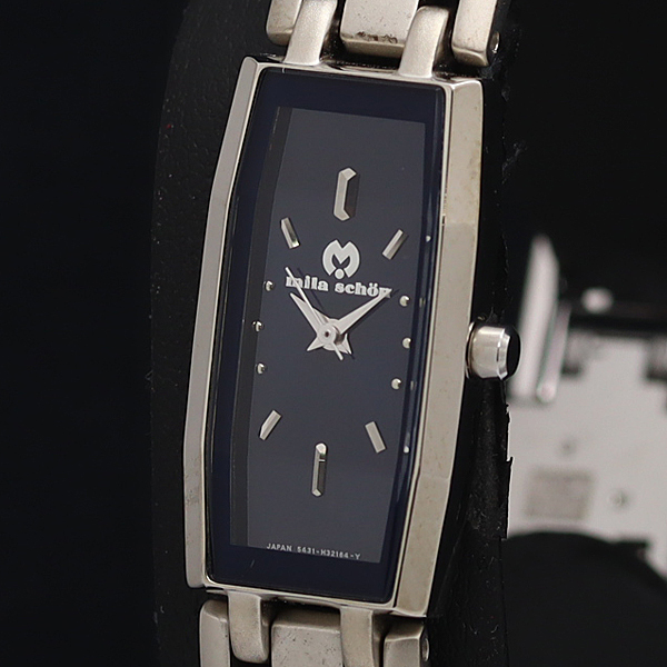 保/箱付 稼動 美品 ミラショーン QZ 黒文字盤 カットガラス 5431-H18989 レディース腕時計 OGH 2000000 NSK拍卖