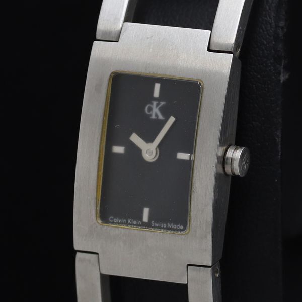 稼働 カルバンクライン スクエア バングルウォッチ K4111 QZ ブラック文字盤 レディース腕時計 TKD 2000000 NSK拍卖