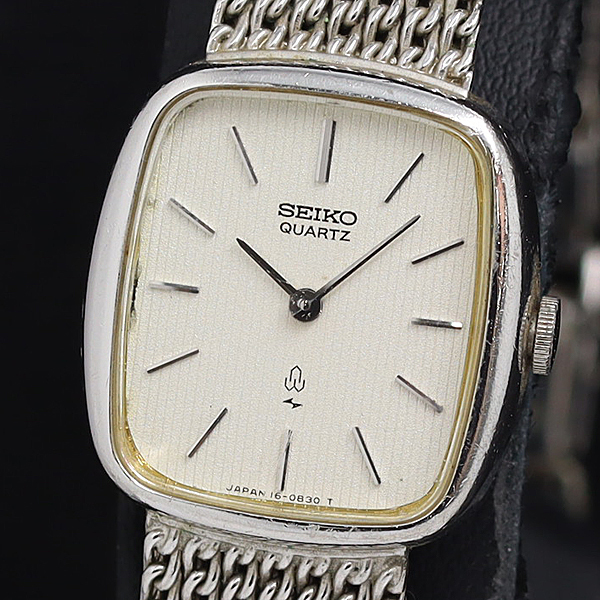 セイコー QZ 16-5270 ホワイト文字盤 スクエア シルバー レディース腕時計 2000000 NSK OMI拍卖