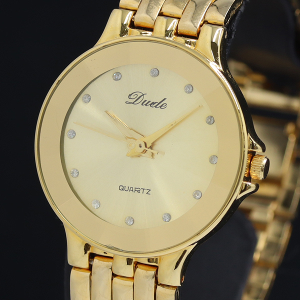 稼働 良品 Dude QZ カットガラス 207520-W シャンパンゴールド文字盤 メンズ腕時計 YUM 2000000 NSK拍卖