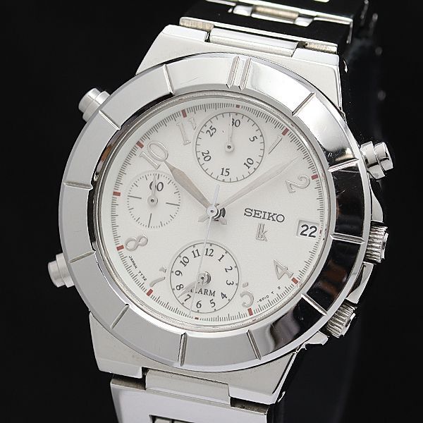 セイコー ルキア 7T32-6K80 白文字盤 デイト クロノグラフ ラウンド QZ メンズ腕時計 NSY 2000000 NSK拍卖