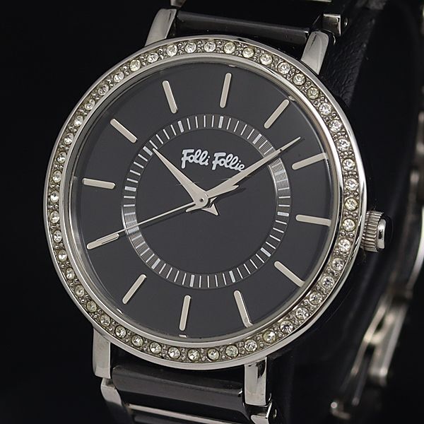 稼動 フォリフォリ WF5T133BP QZ 石付ベゼル 黒文字盤 レディース腕時計 KTR 2000000 NSK拍卖