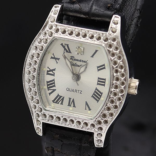 稼動 良品 バレンチノロマーニ QZ シルバー文字盤 ストーンベゼル レディース腕時計 KMR 2000000 NSK拍卖