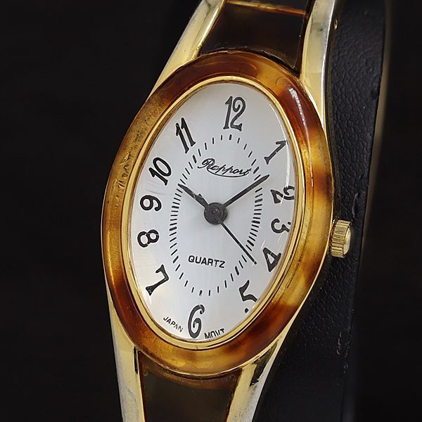 稼動 ラポール QZ アンティーク ホワイト文字盤 オーバル べっ甲 バングルウォッチ レディース腕時計 2000000 NSK OMI拍卖