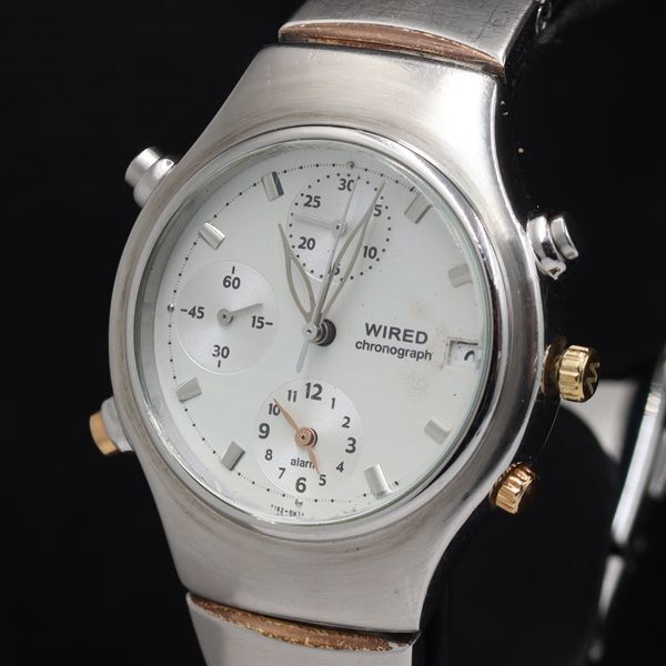 セイコー アルバ ワイアード Y182-6F80 クロノグラフ デイト QZ シルバー文字盤 メンズ/レディース腕時計 TKD 2000000 NSK拍卖