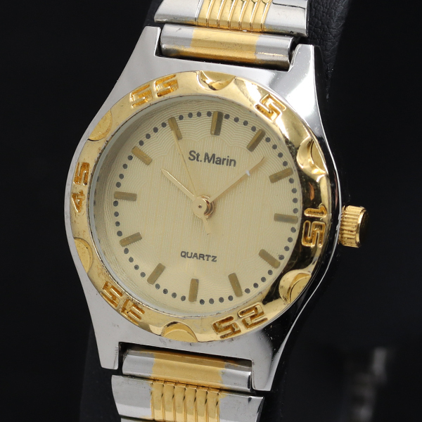 St.Marin ラウンド QZ ゴールド文字盤 レディース腕時計 TKD 2000000 NSK拍卖