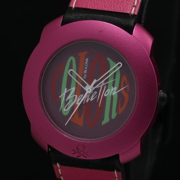 稼働 ベネトン ブローバ ラウンド QZ パープル文字盤 レディース腕時計 TKD 2000000 NSK拍卖