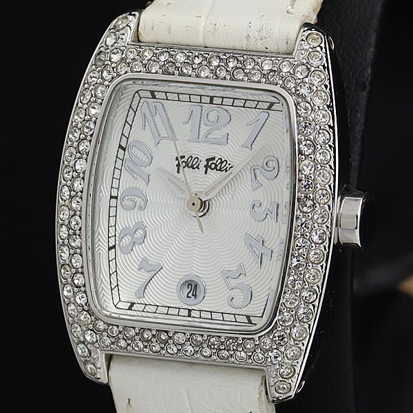 稼働 良品 QZ 白文字盤 トノー型 デイト ダイヤベゼル レディース腕時計 OSW 2000000 NSK拍卖