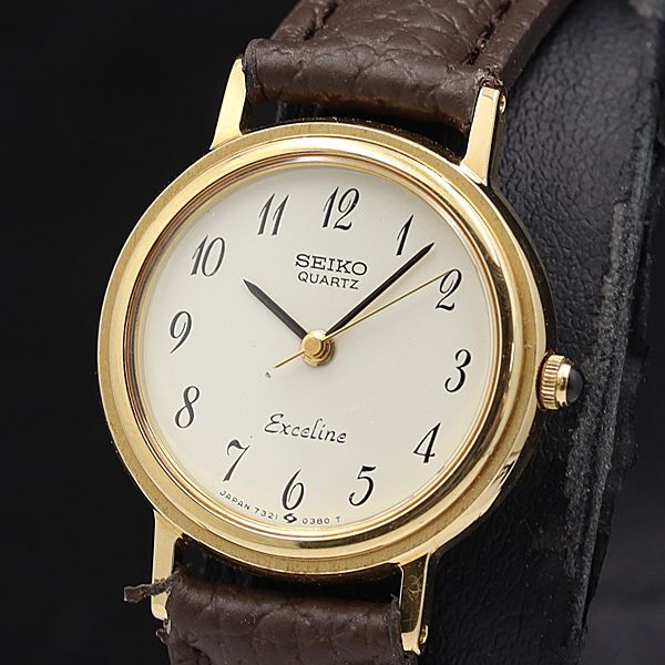 稼動 セイコー エクセリーヌ QZ アイボリー文字盤 7321-0070 レディース腕時計 KMR 2000000 NSK拍卖