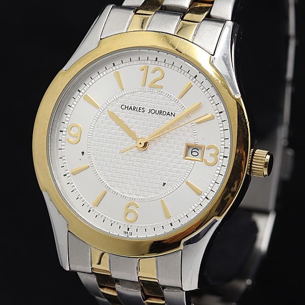 稼働 シャルルジョルダン QZ コンビ シルバー文字盤 1033.0254 メンズ腕時計 KMR 2000000 NSK拍卖