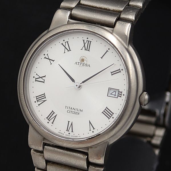 シチズン アテッサ 5510-F52231Y QZ 白文字盤 ラウンド デイト メンズ腕時計 OSW 2000000 NSK拍卖