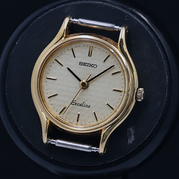 セイコー エクセリーヌ QZ ゴールド文字盤 1F21-0030 本体のみ レディース腕時計 KMR 2000000 NSK拍卖