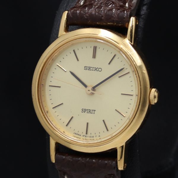 稼働 セイコー スピリット 1F21-0H70 ラウンド QZ アイボリー文字盤 レディース腕時計 TKD 2000000 NSK拍卖