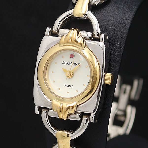 ソルボンヌ 4096 QZ アイボリー文字盤 ラウンド 石付 1P レディース腕時計 OSW 2000000 NSK拍卖