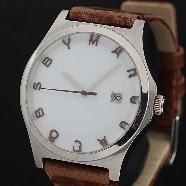 マークバイマークジェイコブス MBM8513 QZ 白文字盤 デイト ラウンド メンズ腕時計 OSW 2000000 NSK拍卖