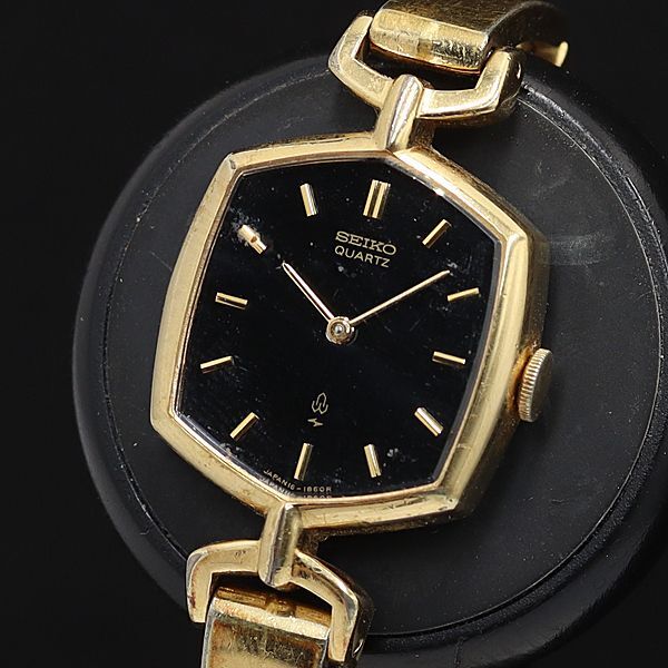 稼働 セイコー 16-5980 QZ 黒文字盤 ポリゴン レディース腕時計 OSW 0550000 7JWT拍卖
