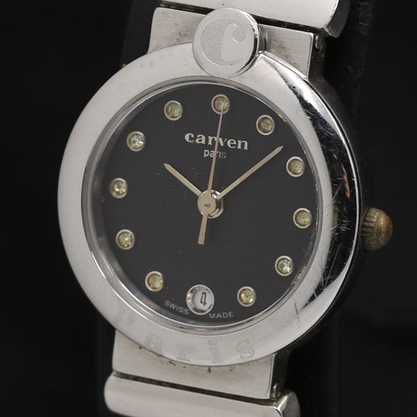 稼働 カルヴェン 28-122S デイト QZ ブラック文字盤 レディース腕時計 TKD 2000000 NSK拍卖