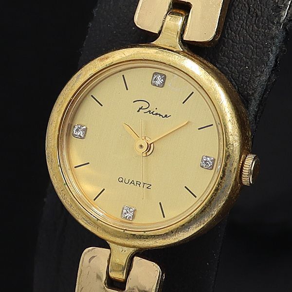 プリム QZ ゴールド文字盤 ラウンド 石付 レディース腕時計 OSW 2000000 NSK拍卖