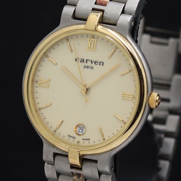 稼働 カルヴェン 512シリーズ デイト QZ アイボリー文字盤 レディース腕時計 TKD 2000000 NSK拍卖