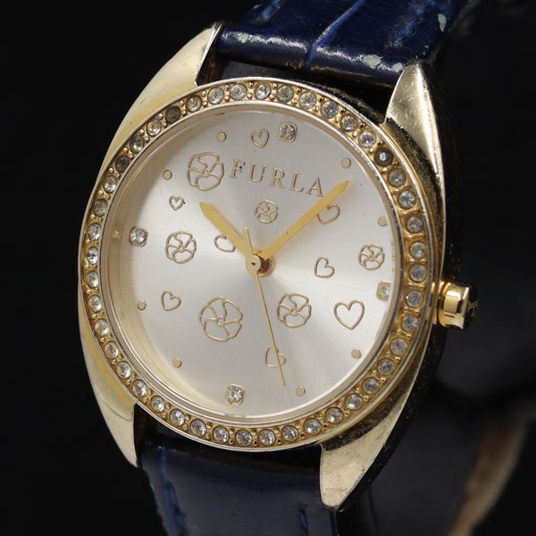 稼働 フルラ QZ シルバー文字盤 ストーンベゼル スティールコレクション レディース腕時計 KMR 2000000 NSK拍卖